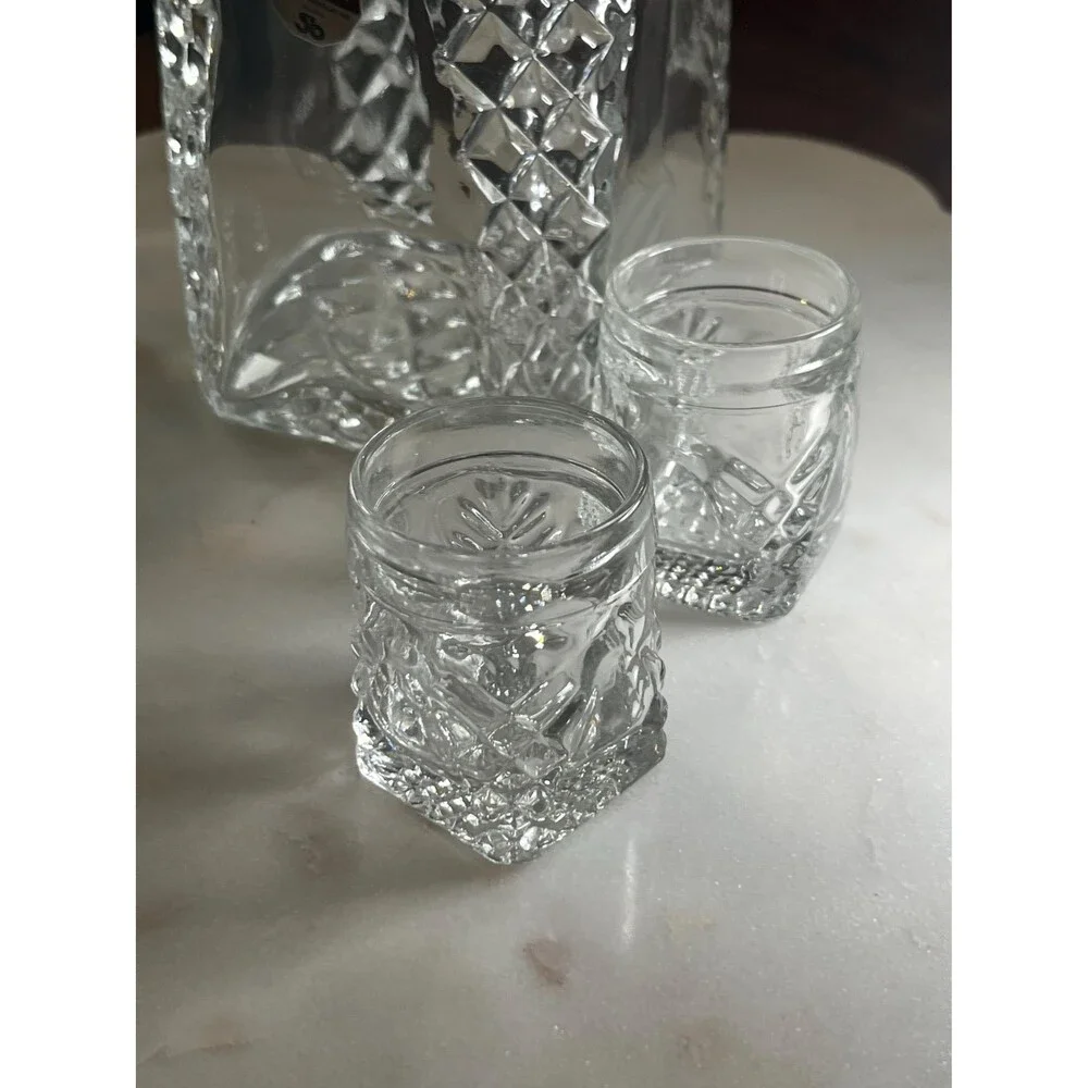VTG Styria Austrian  Crystal Decanter Set & 4 Cordial Glasses Mid Century